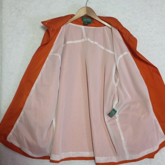 Lauren Ralph Lauren Womens Size 1X Orange Windbreaker Jacket Stowable Hood EUC - Picture 10 of 13